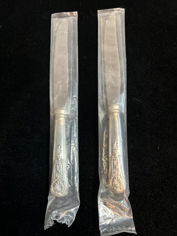 NEW Vintage Silverplate US Navy Dinner  Knife INSICO USN Anchor 9 1/8" Pair F