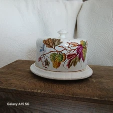 Antique English Cheese Keeper Hand Painted