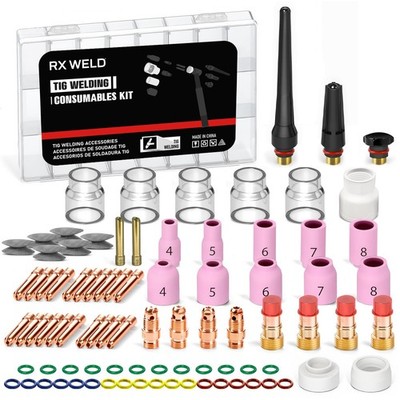 87PCS TIG Welding Accessories Torch Kit Stubby Gas Lens #10#12 lass Cup For W...