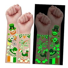 12 Sheets Glow St Patrick's Day Temporary Tattoos for Kids, Luminous Saint