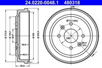 2X ATE Bremstrommel 24.0220-0048.1 FüR Chevrolet Spark Aveo T255 Kalos M300 T250
