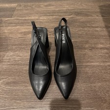 BAR III Arrica Pumps Pointed Toe Sculpted Heel Slip On Slingback 6.5 M Black
