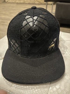 Rare Kangol Black & Gold Mesh Adjustable Baseball Cap Geometric Pattern One Size