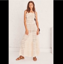 BA&SH “Lady Dress” Crochet Maxi Dress Women’s 2 (S/M) Cream 100% Cotton Boho