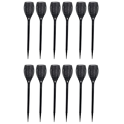 AB Tools LED Flickering Flame Garden Solar Light Torch Waterproof 12pc Black