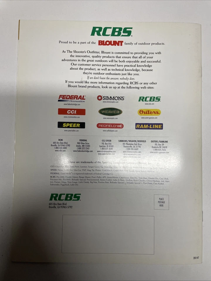 RCBS 2001 Reloading Ammo Product Catalog Company Guide Ammunition Hunting - Image 2 of 2