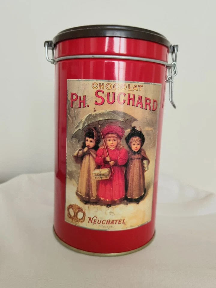 Boîte Métal Ancienne Chocolat Ph. SUCHARD Neuchâtel - Décor "Les Trois Petites F - Photo 1/4