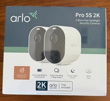 New Arlo Pro 5S 2K Spotlight Camera 2 Pack Security Camera White VMC4260P-100NAS