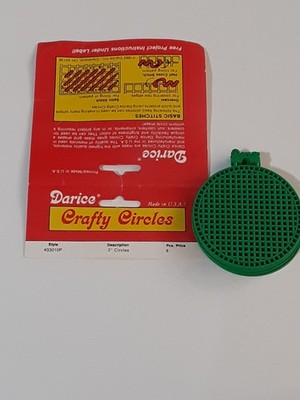 Darice 1982 Vintage Plastic Canvas Shapes 3'' Circles Green Stiff Pack Of 8 