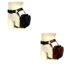 Steampunk Waist Pack PU Leather Waist Bag Motorcycle Thigh Wallet for Women