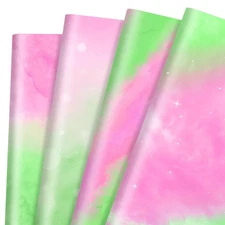 12 Sheets 19.7x27.6 Pink, Green Gradient Wrapping Paper, Watercolor, Girls