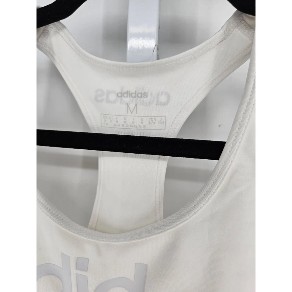 Adidas женщин Sz M спортивная спина спортивный бюстгальтер ударопрочный белый - Изображение 2 из 3