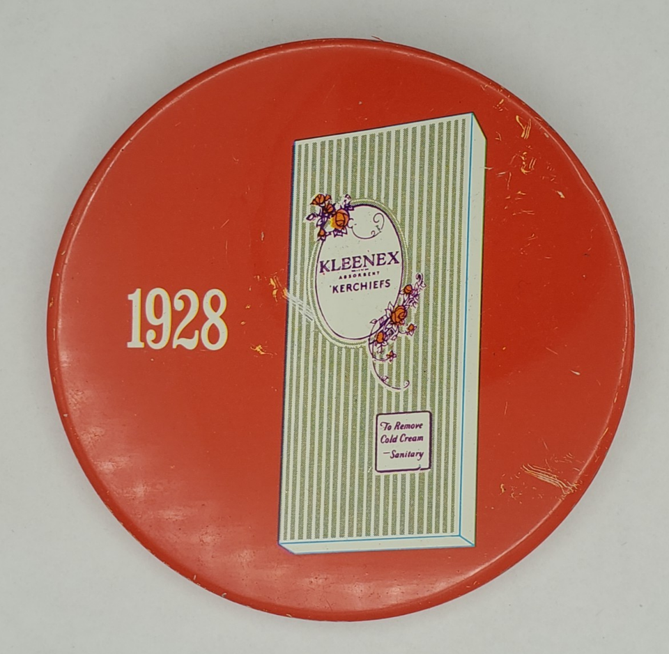 Vintage 1968 Kleenex Tissues 1928 History Advertising Litho Pinback ...