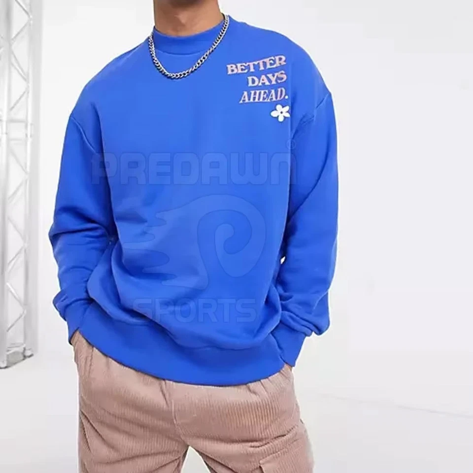 ASOS Design oversized sweatshirt with wellness puff print slogan jumper blue  - Image 2 of 4