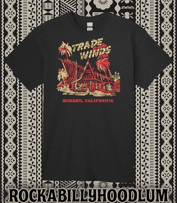 Retro Tiki Art Tee T Shirt Cotton Bar Mug Restaurant Trade Winds Oxnard CA