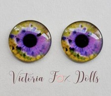 Blythe Doll Eyechips Realistic Yellow Purple Glass Eye Chips 14mm Custom Furby