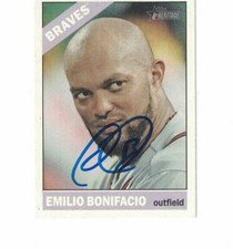 EMILIO BONIFACIO SIGNED IP TOPPS HERITAGE #79 2015 ATLANTA BRAVES AUTO