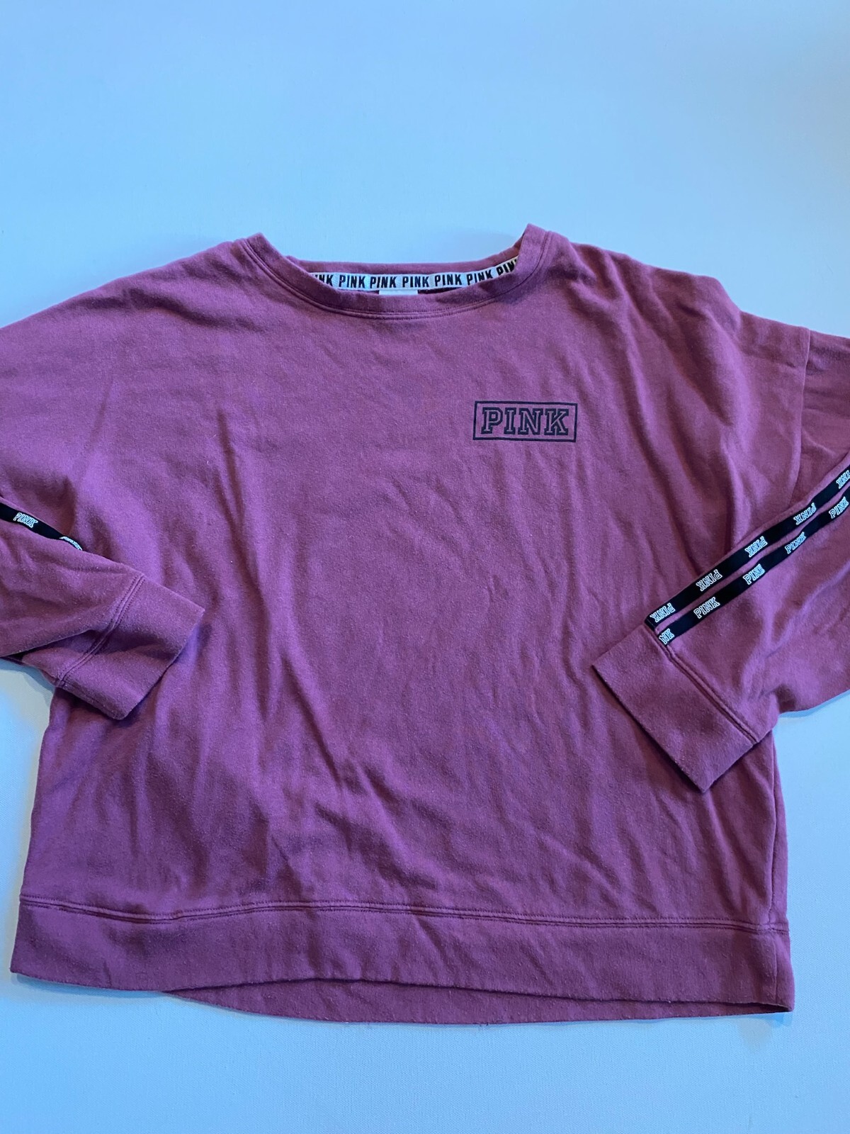 Pink Fleece Boxy Pullover Sweatshirt for Women in Size Large-image