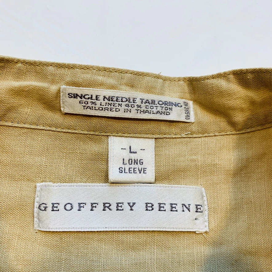 Vintage Geoffrey Beene Linen Blend Shirt Men L Single Needle Long Sleeve Relaxed - Image 3 of 4