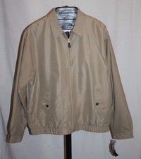 Nwt Chaps Khaki W/plaid Lining Zip Front Men's Jacket Size L 83100rh Ships Free!