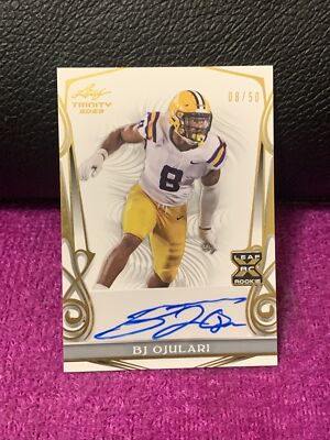 BJ OJULARI XRC 2023 LEAF TRINITY AUTO AUTOGRAPH GOLD SP# 8/50 JERSEY # LSU