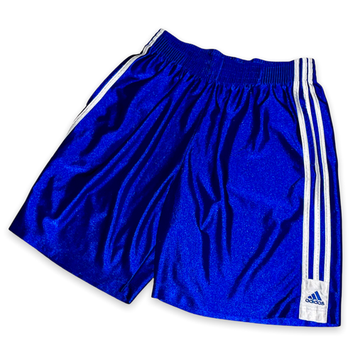 Vintage Raro adidas Basic 3 Righe Pantaloncini da Basket Blu Reale Dazzle  Seta L | eBay