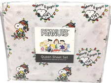 Peanuts Snoopy Merry  Bright Christmas Queen Sheet Set by Berkshire Silver/Gray