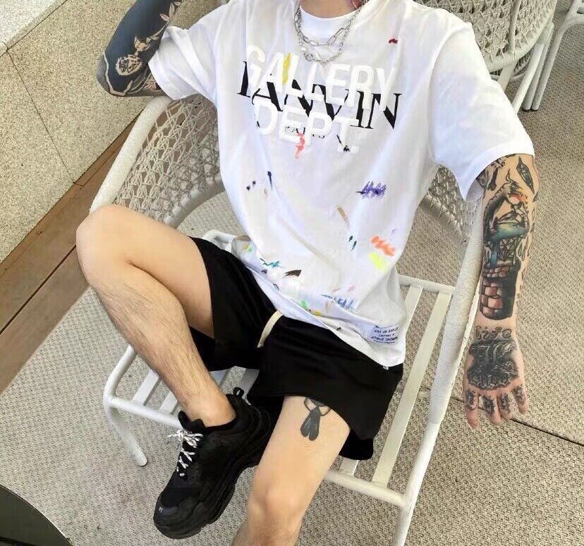 22SS LANVIN Gallery DEPT Koszulka Ręcznie malowana Pieniące