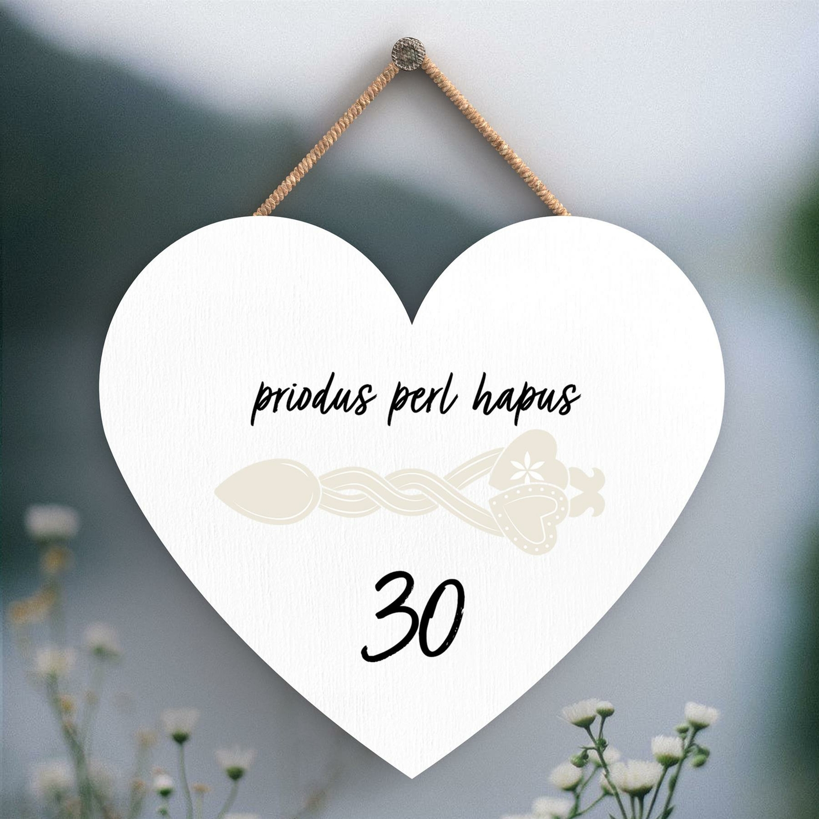 30TH WEDDING ANNIVERSARY WELSH LOVE SPOON WOODEN HEART HANGING PLAQUE