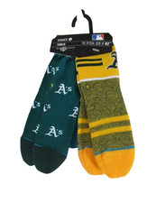 NWT Stance Oakland A's Athletics Toddler Boys Crew Socks 2-Pair 2-4Y Green/Gold