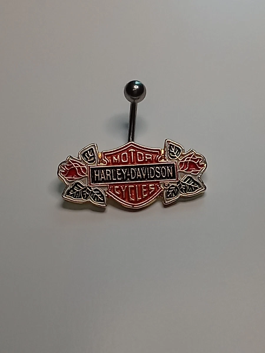 Body Jewelry Harley Davidson Motorcycle Bar Navel Belly Ring Piercing Floral