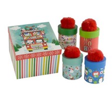 CandyKrave Festive Pom Pom Christmas Nested Gift Boxes With Beautiful Lids For