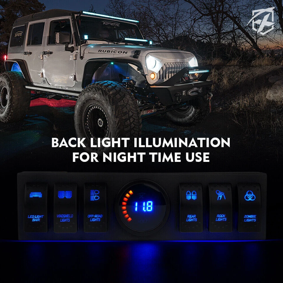 Panel de interruptor basculante de 6 velocidades control de luces de roca para Jeep Wrangler JK 2009-2018 Foto 3 de 4