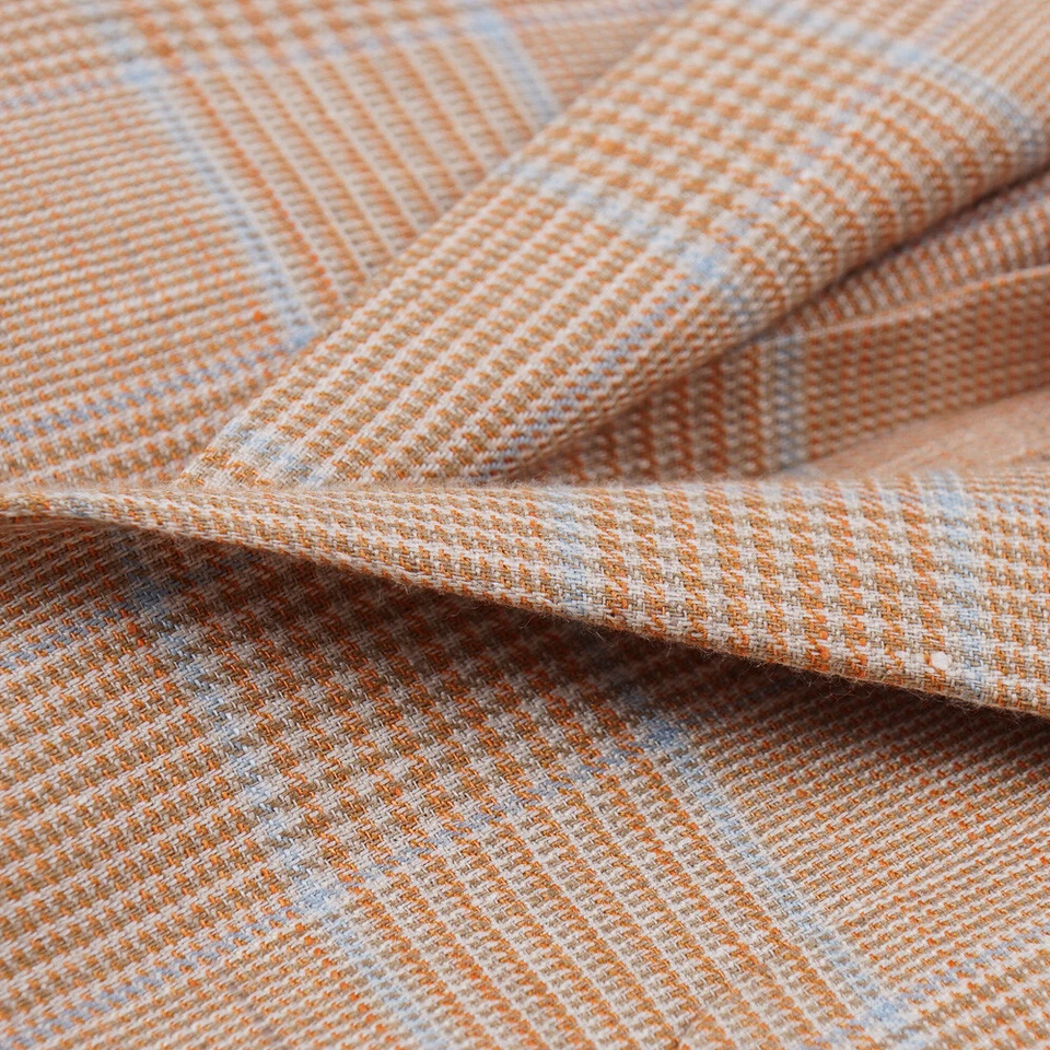 Abrigo deportivo D'Avenza naranja y azul cielo a cuadros lana-lino-seda 40R (UE 50) Foto 2 de 4