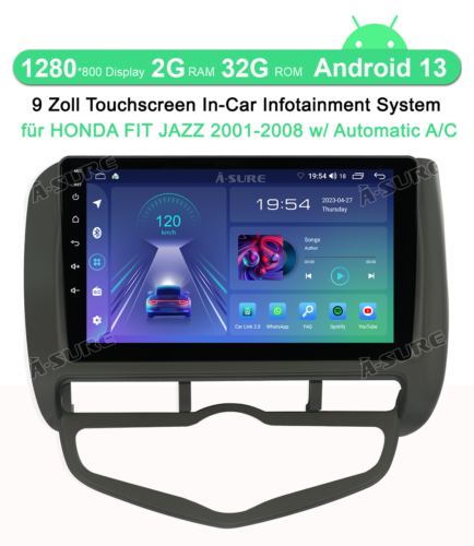 32G Apple Carplay Android 13 Autoradio Navi für Honda Jazz Fit mit Automatic A/C - Bild 2 von 11