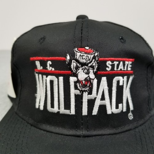 Vintage NC State Wolf Pack Hat Cap Snap Back Black College Twill Youngan NCAA - Picture 2 of 14