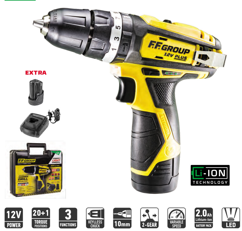 Set Avvitatore a Batteria 12V Plus CHD: Leggero e Potente con Inserti