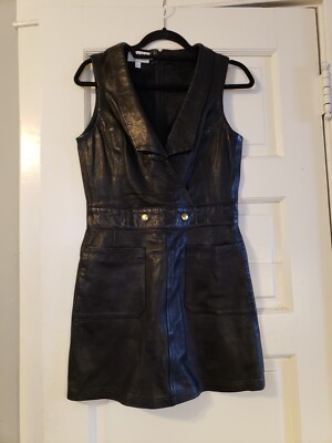 FRAME Lamb Leather Waistcoat Jumper Mini Dress Noir Size S | eBay