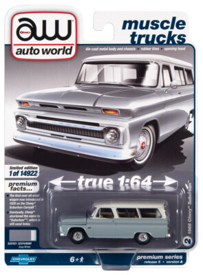 2021 AUTO WORLD 1:64 *PREMIUM 5A* GREY 1966 Chevrolet Suburban NIP!