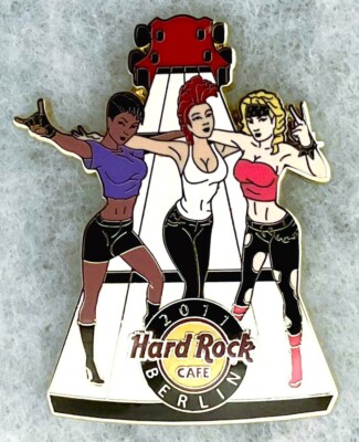 HARD ROCK CAFE BERLIN SEXY PUNK ROCK GIRLS STANDING ON GUITAR NECK PIN ...