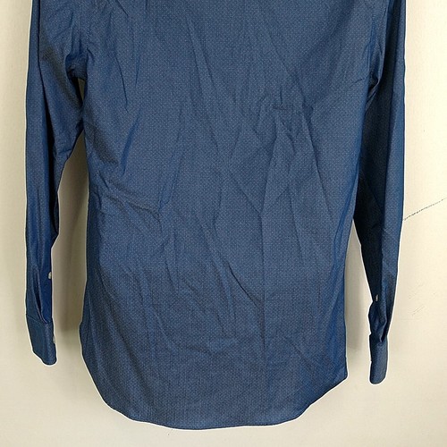 Michael Kors Mens sz M Casual Button Up Shirt Blue Dotted Long Sleeve Slim Fit - Picture 6 of 8