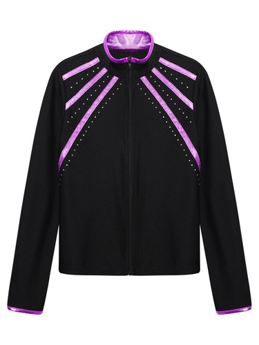 Kids Girls Jacket Skating Sweatshirt Performance Costume Gymnastics T-shirt Top - Picture 49 of 59
