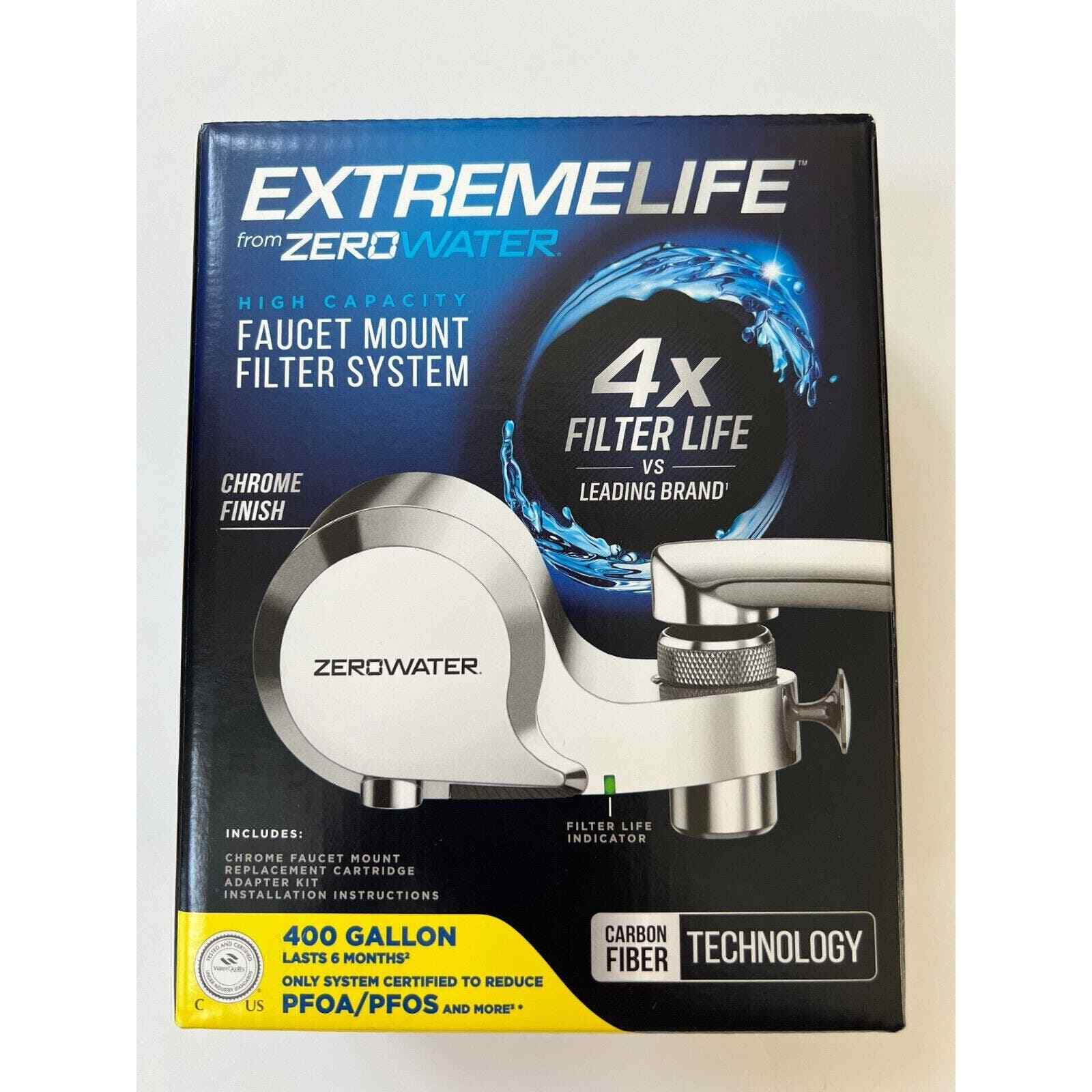 ZeroWater ExtremeLife High Capacity Faucet Mount Filter System Chrome