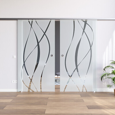 SlimLine SoftClose Selbsteinzug Glas Schiebetür 2-flügelig BM6+DPL+ASE