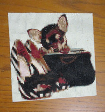 Pixel Art Mosaic - Chihuahua in Purse - Completed - 7 7/8" x 7 7/8"