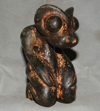 5"Chine Hongshan Culture Jade Carve Sun-God Sun God Helios Beast Head Statue