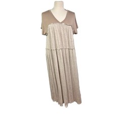 NWT Anthropologie Saturday Sunday Two-Tone Tiered Maxi Dress V-Neck Flowy Small