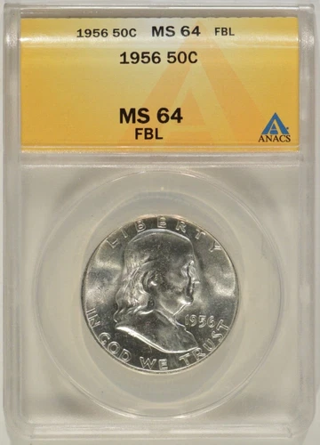 1956 Franklin Silver Half Dollar 50c ANACS MS64 FBL 5247068