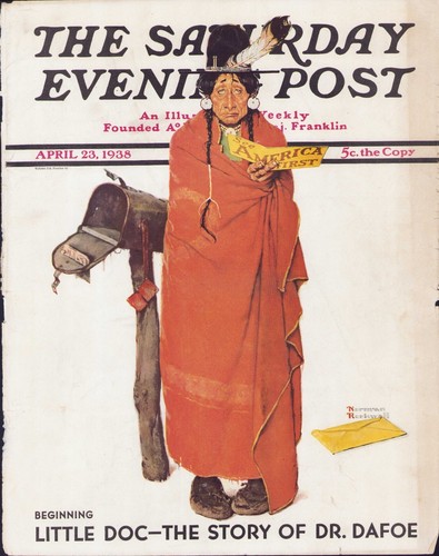 APR 23 1938 Indian See America 1st NORMAN ROCKWELL SE POST ORIG COVER ONLY #1 - 第 1/3 張圖片