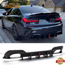 CMS STYLE GLOSS BLACK REAR DIFFUSER W/ LED LIGHT FOR 2019-2022 BMW G20 3 SERIES